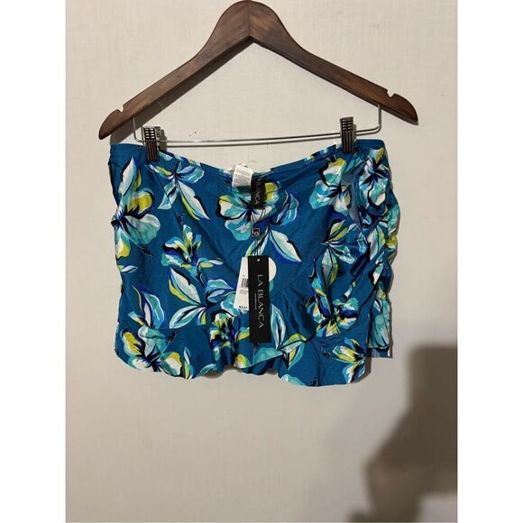Brand New La Blanca Asymmetrical Ruffle Skirt Swim Cover Up Women's 14 Tropics - Picture 1 of 5